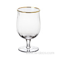 customized clear wine glasses with gold rim